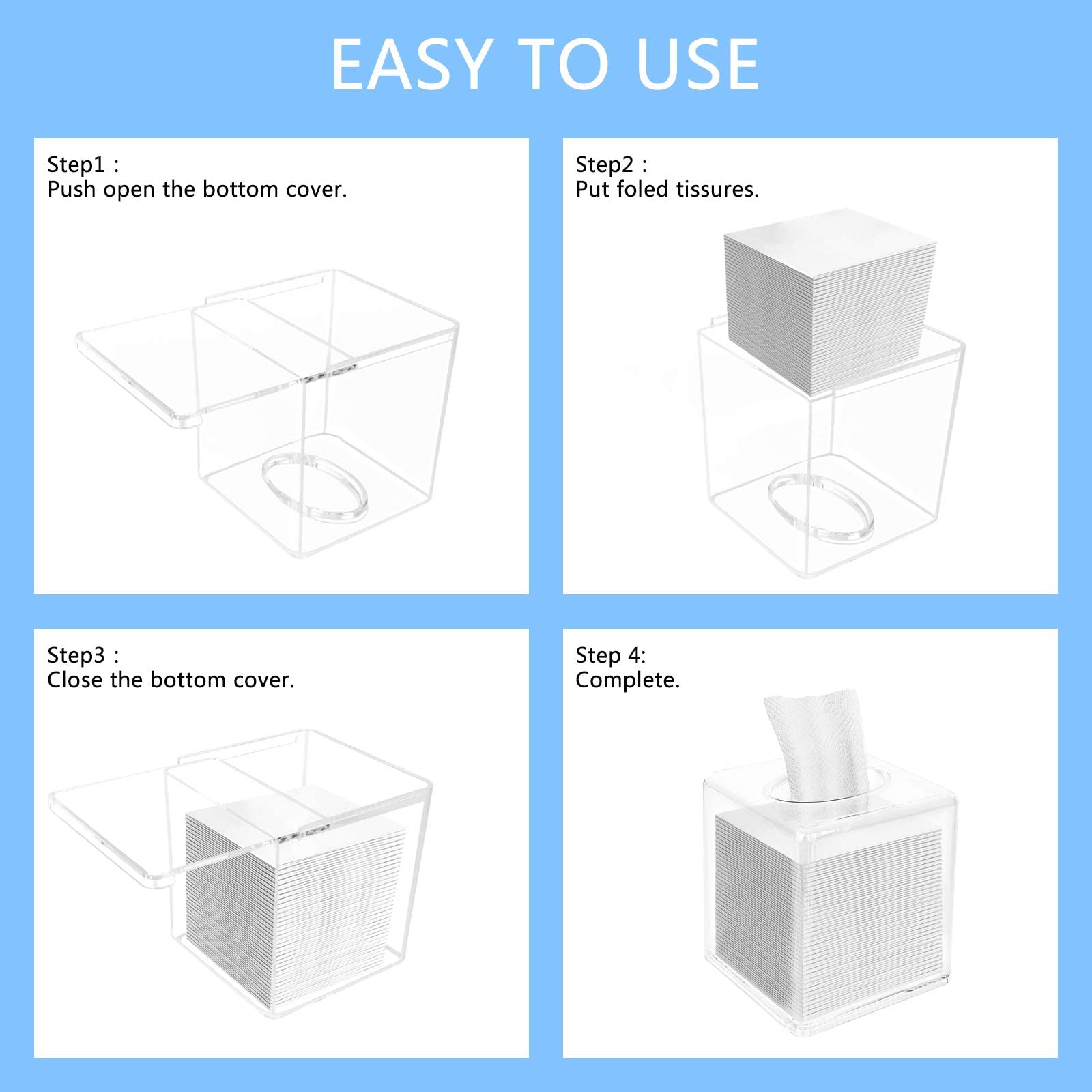 Dedoot Facial Tissue Dispenser Box Cover, Rectangle Acrylic Tissue Box 5.5X5.7 Inches Clear Acrylic Tissue Box For Bathroom Coun