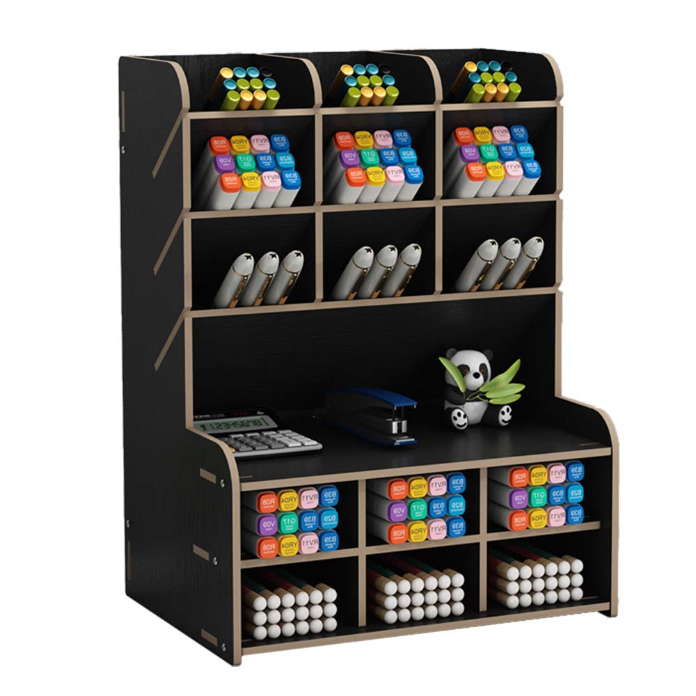 Wooden Desk Organizer, Large Capacity Diy Pen Holder Storage Box Desktop Stationary Storage Rack, Pen Organizer Caddies For Offi