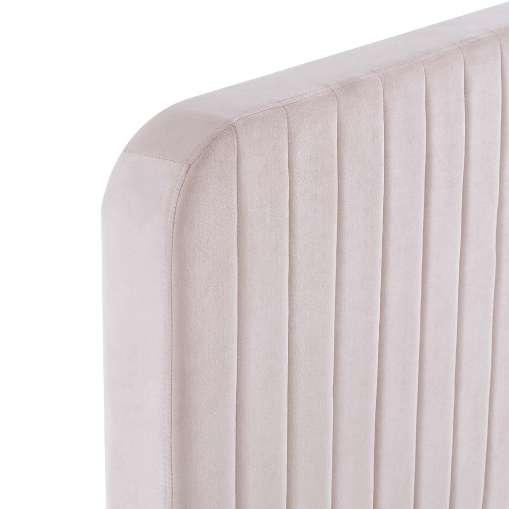 Modway Celine Channel Tufted Performance Velvet King Platform Bed in Pink