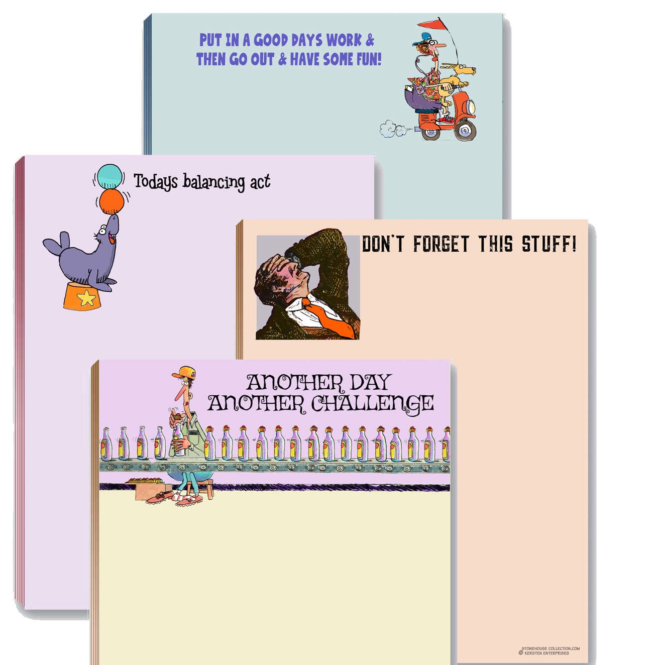 Stonehouse Collection In 4 Funny Assorted Notepads Pack, Daily To Do List Notepad, Memo Pads, Office & Stationery Supplies Perfe
