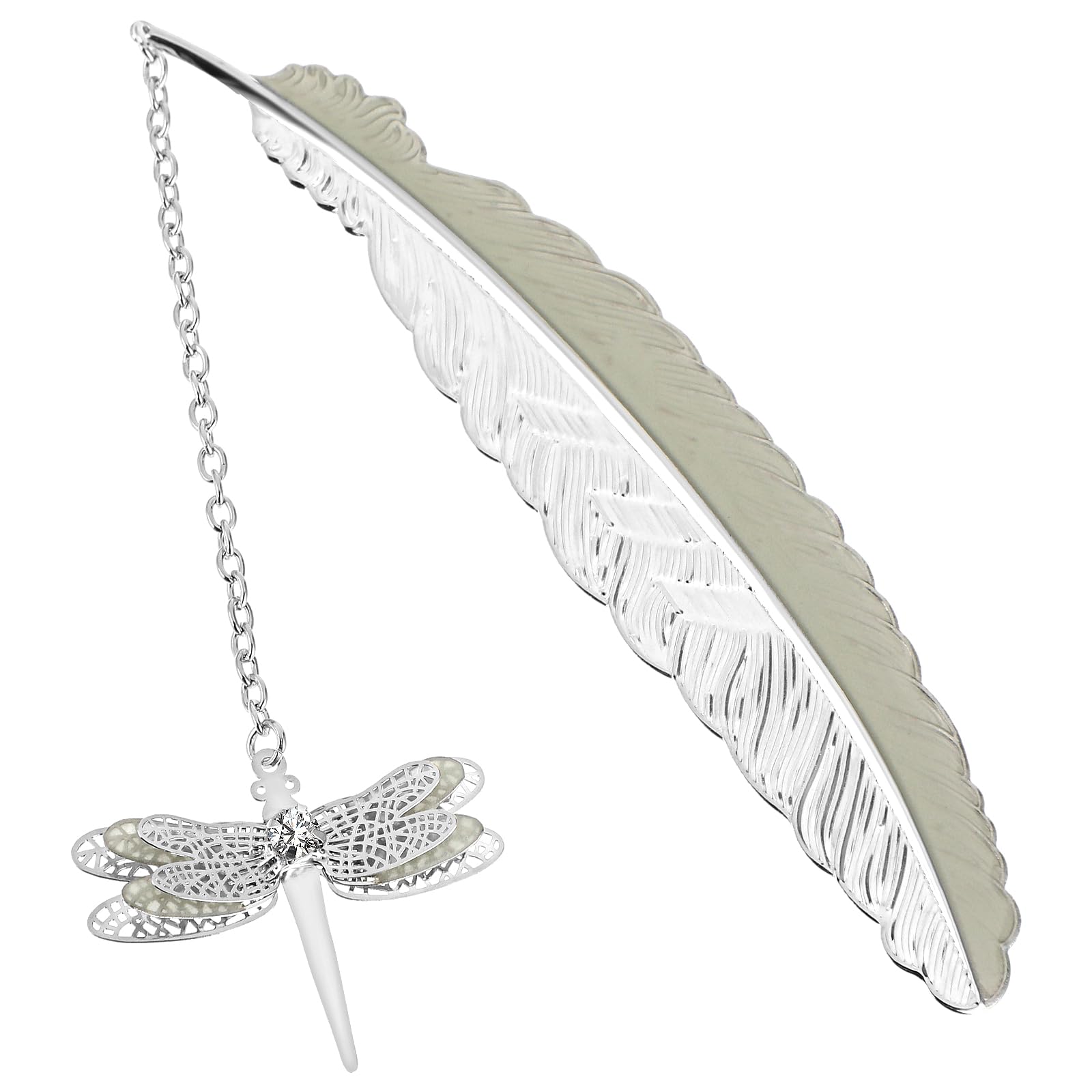 Jeffdad Feather Metal Bookmark With 3D Dragonfly Pendant, Glow In The Dark Butterfly Bookmark, Fantasy Bookmark Gifts For Women