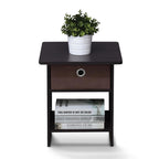Furinno Dario End Table / Side Table / Night Stand / Bedside Table with Bin Drawer, 1-Pack, Dark Walnut