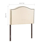 Modway Curl Linen Fabric Upholstered Twin Headboard with Nailhead Trim and Curved Shape in Ivory
