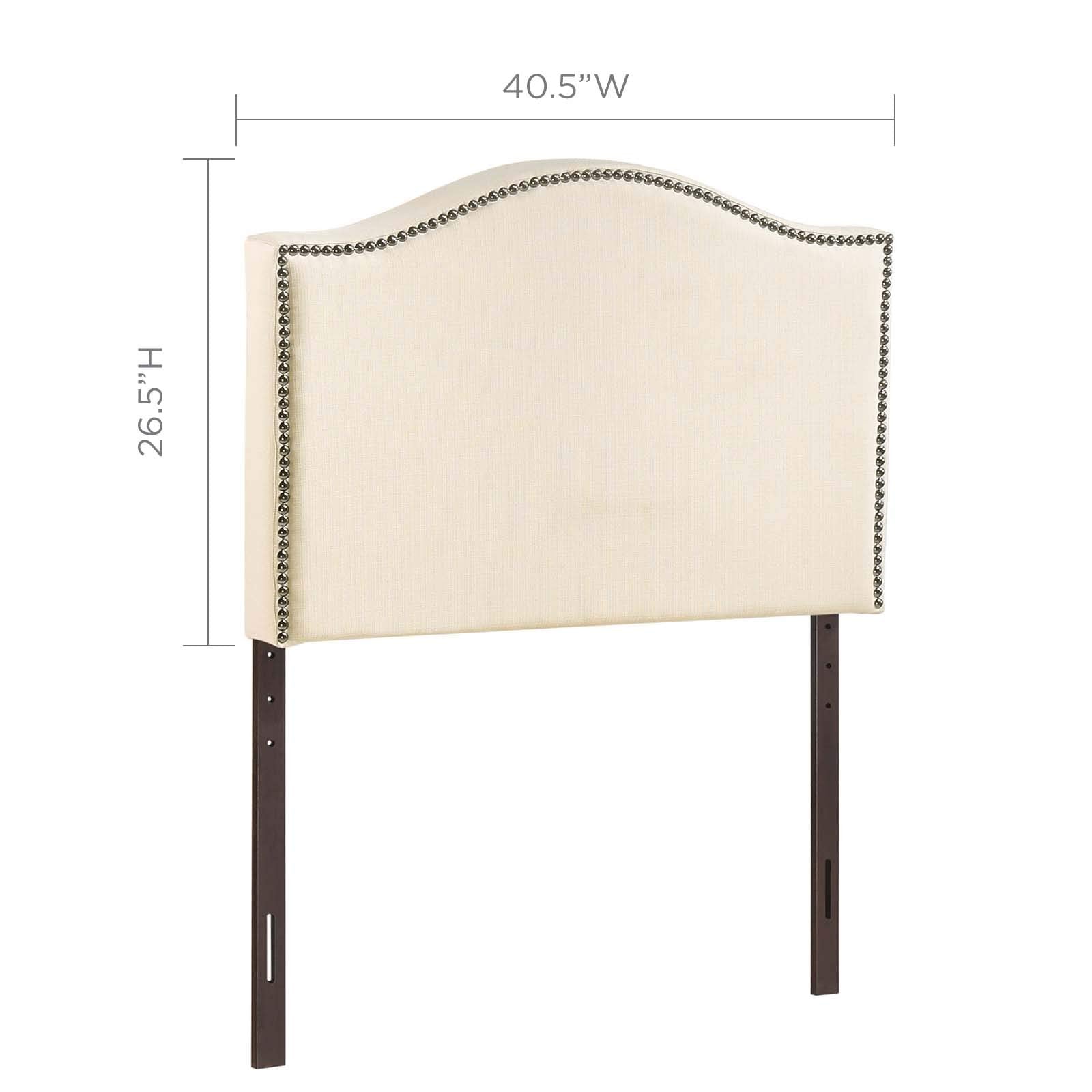 Modway Curl Linen Fabric Upholstered Twin Headboard with Nailhead Trim and Curved Shape in Ivory