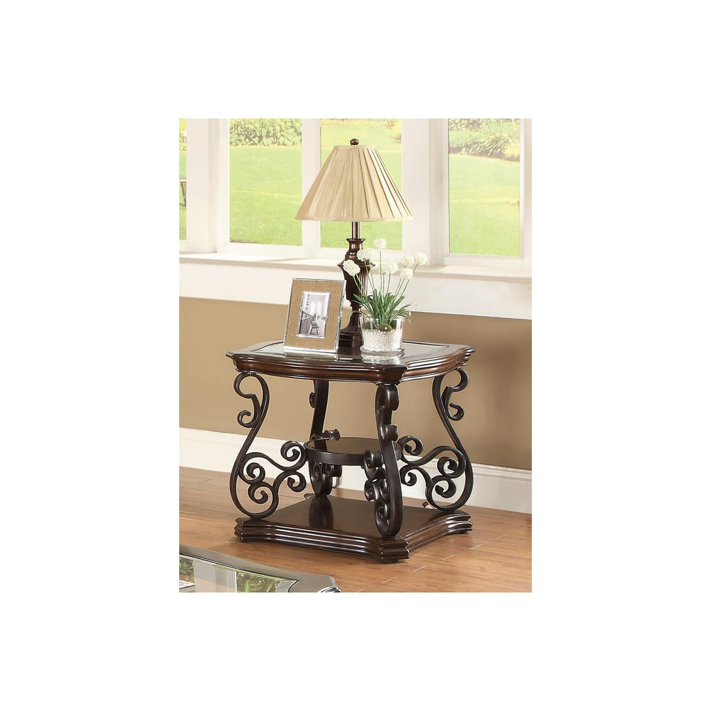 Coaster Furniture End Table with Tempered Glass Top Dark Brown 702447