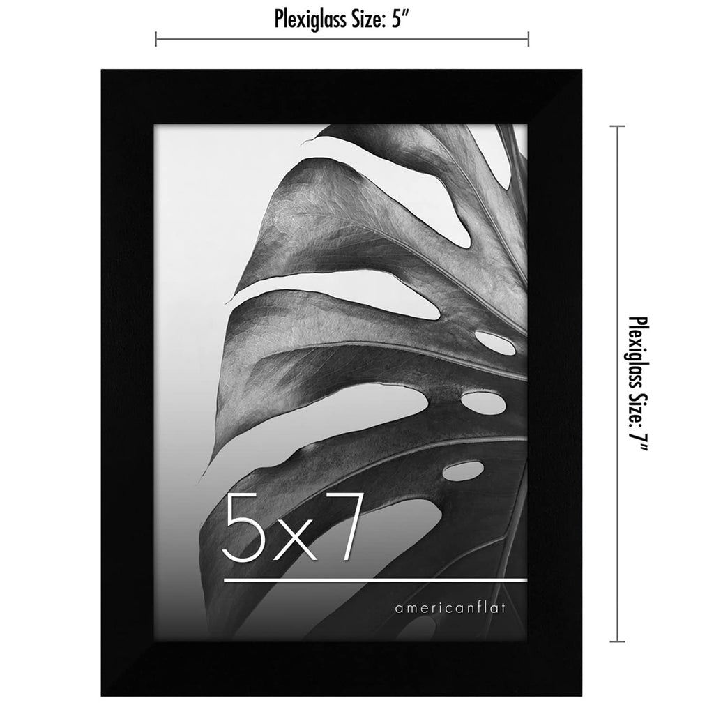 Americanflat 5x7 Picture Frame Set of 6 - Black Gallery Wall Frames with Polished Plexiglass and Engineered Wood - Model GSK0507BK6PK