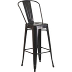 Flash Furniture Callum Commercial Grade 30" Round Red Metal Indoor-Outdoor Bar Table Set With 4 Cafe Stools