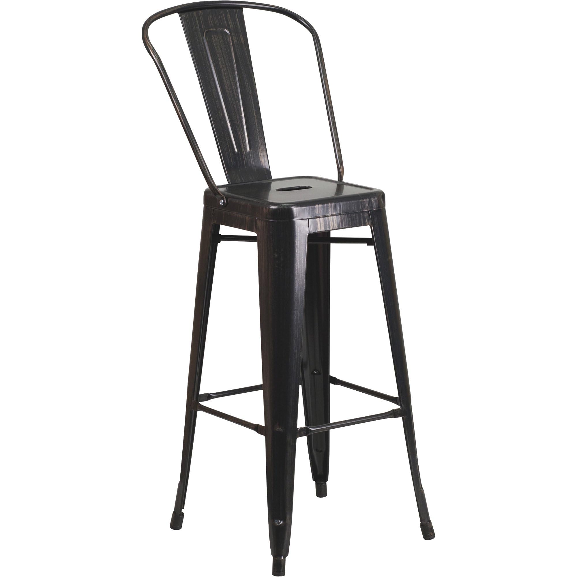 Flash Furniture Callum Commercial Grade 30" Round Red Metal Indoor-Outdoor Bar Table Set With 4 Cafe Stools