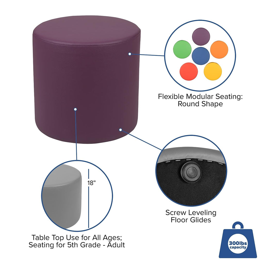 Flash Furniture Nicholas Soft Seating Flexible Circle For Classrooms And Common Spaces - 18" Seat Height (Purple)