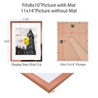 Bsrhome 11X14 Picture Frame 2 Pack, Made Of High Definition Plexiglass For 11 X 14 Rose Gold Frames,Display Pictures 8X10 With M