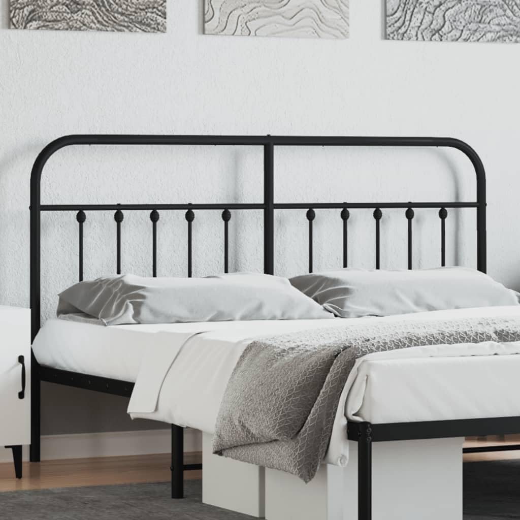 vidaXL Black Metal Headboard - Powder-Coated Steel, Classic Design for Beds with 70.9&quot; Mattress Width