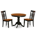 East West Furniture ANLG3-BCH-W 3 Piece Dining Room Table Set Contains a Round Kitchen Table with Pedestal and 2 Dining Chairs, 36x36 Inch, Black & Cherry