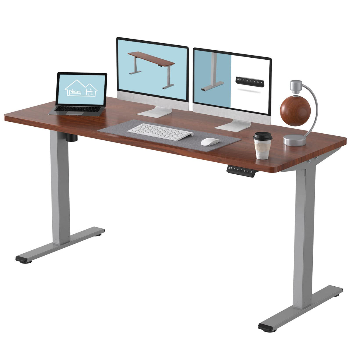 Flexispot En1 Large Height Adjustable Standing Desk 60 X 24 Inch Whole-Piece Desktop Electric Stand Up Desk Ergonomic Memory Con