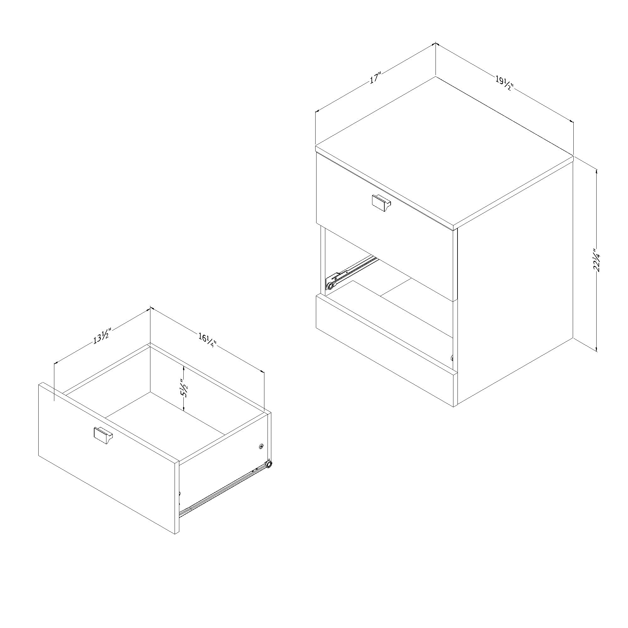 South Shore Furniture Spark 2-Drawer Nightstand, Pure White