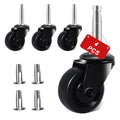 Podoy Antique Brass Casters 1-5/8' With Stem Socket & Rubber Wheels - Universal Fit Replacement Casters For Chairs, Sofas, And