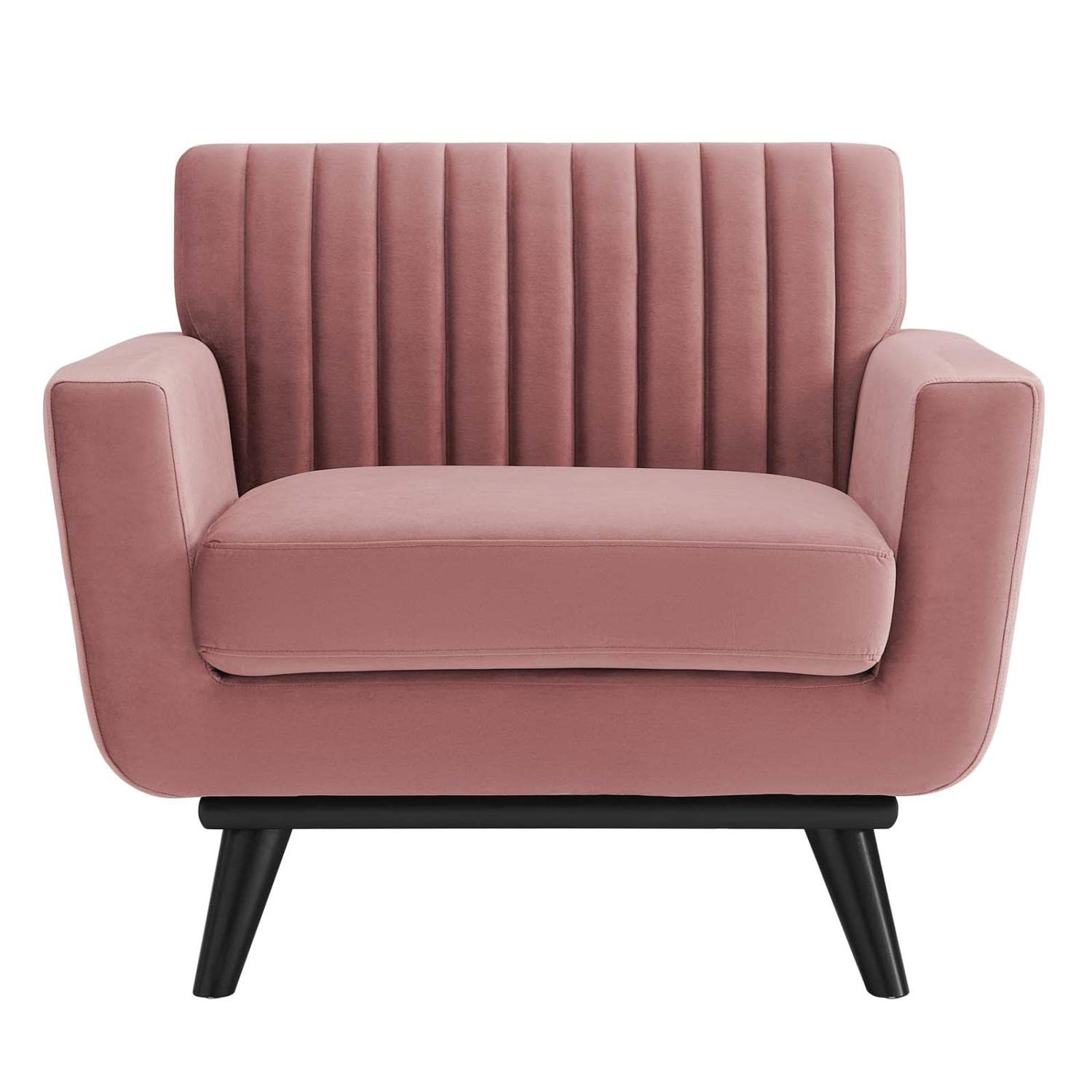 Modway Engage Channel Tufted Performance Velvet Armchair in Dusty Rose