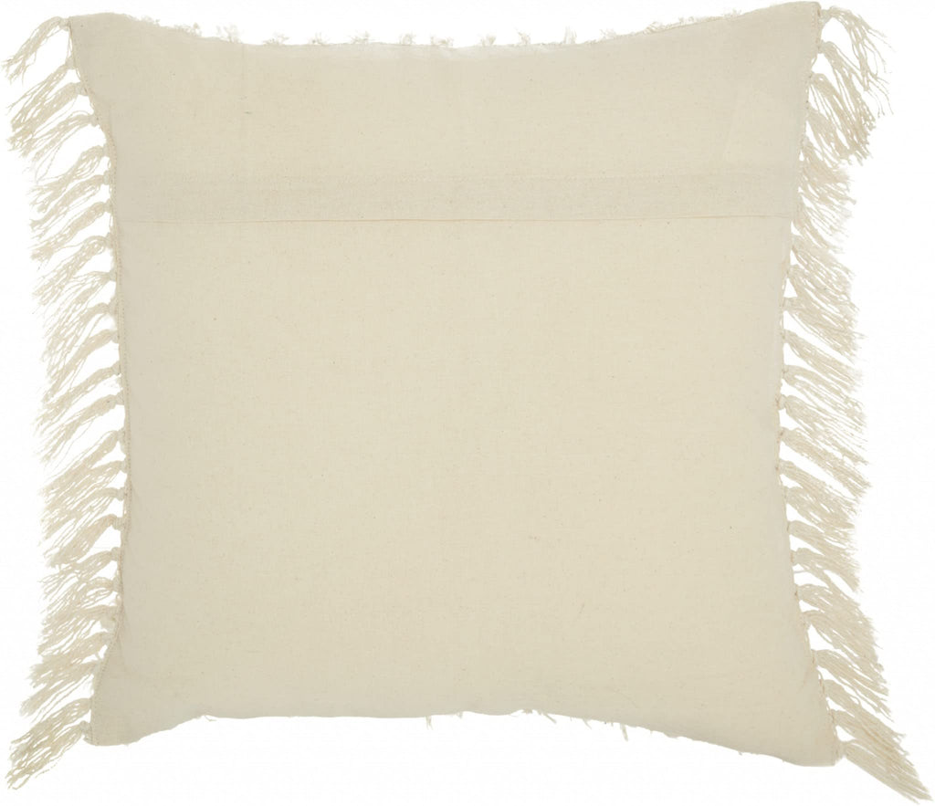 HomeRoots Grey Cotton Tassel Detailed White Throw Pillow