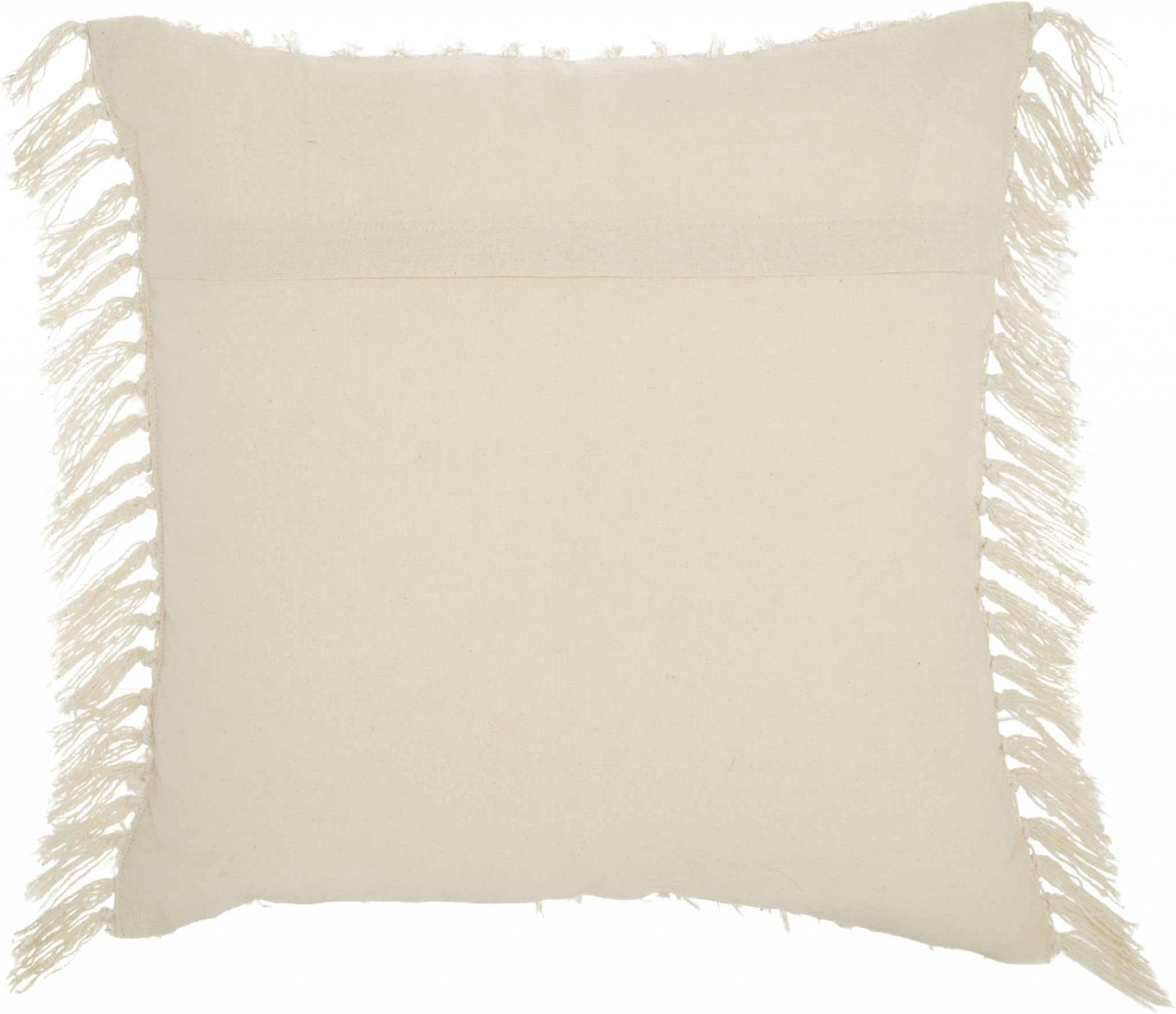 HomeRoots Grey Cotton Tassel Detailed White Throw Pillow