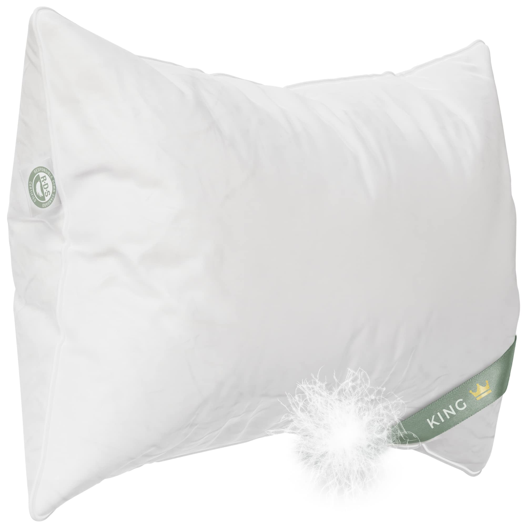 East Coast Bedding - King Size Pillow Pack of 1 - Firm Luxury Hotel Pillow for a Luxury Bed - 100% European Goose Down Pillow 80