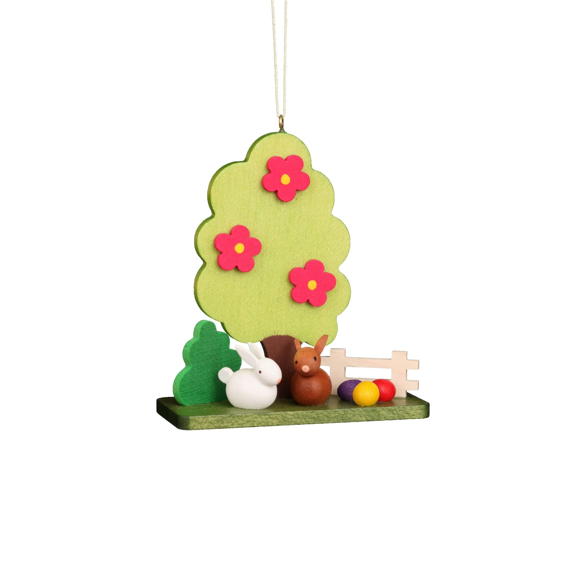 11-0610 - Christian Ulbricht Ornament - Rabbit Couple At Tree - 3.25'' X 2.8''W X 1.15''D