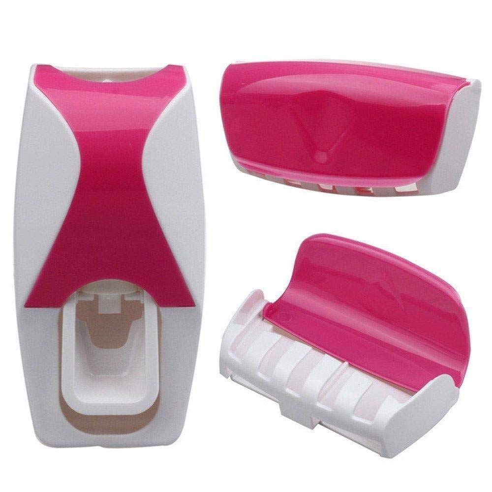 Toriox Plastic Automatic HandsFree Toothpaste Dispenser Wall Mounted Toothbrush Holder Set (5 Brushes Hanging) Easy Install & N