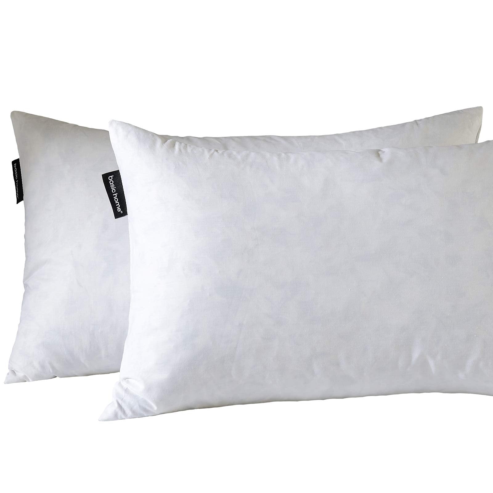 Basic Home14X24 Decorative Throw Pillow Inserts-Down Feather Pillow Inserts-Oblong-Cotton Fabric-Set Of 2-White.