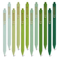 Whaline 12Pcs Black Ink Gel Pens Gradient Green Retractable Pens 0.5Mm Fine Point Writing Pens Stationery Pens Set With Clip For