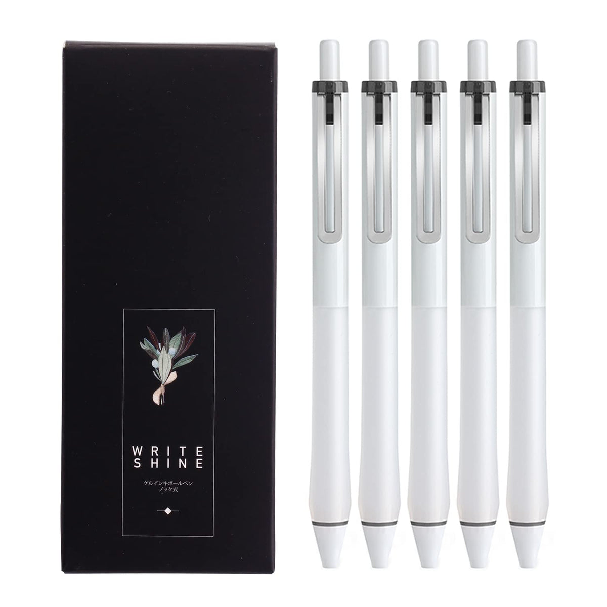 Xize Sh Soft Grip Pen Comfort Touch Gel Pens 0.5 Fine Point Needle Pens For School Office,Black Ink,White Barrel,5 Count