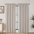 Lecloud Bessie Khaki Curtains for Living Room 78 Inches Long 2 Pcs, Dual Rod Pocket Bedroom Curtains, Light Filtering Faux Linen