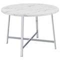 Coaster Home Furnishings Alcott Round Faux Carrara Marble Top Dining Table Chrome