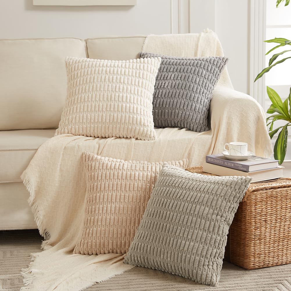 Fancy Homi 2 Packs Boho Decorative Throw Pillow Covers 18X18 Inch For Living Room Couch Bed Sofa, Rustic Modern Farmhouse Home D