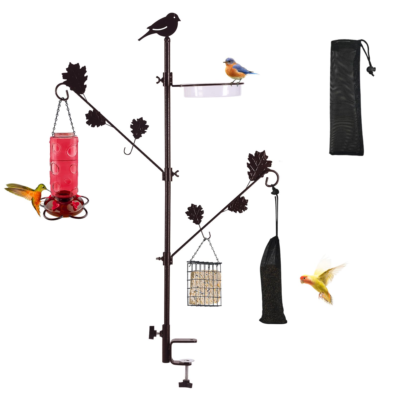Urban Deco Deck Pole Porch Multi-Hook Bird Feeder Hooks For Deck Kit With Feeder Polyester And With 2 Adjustable Branches And Pl