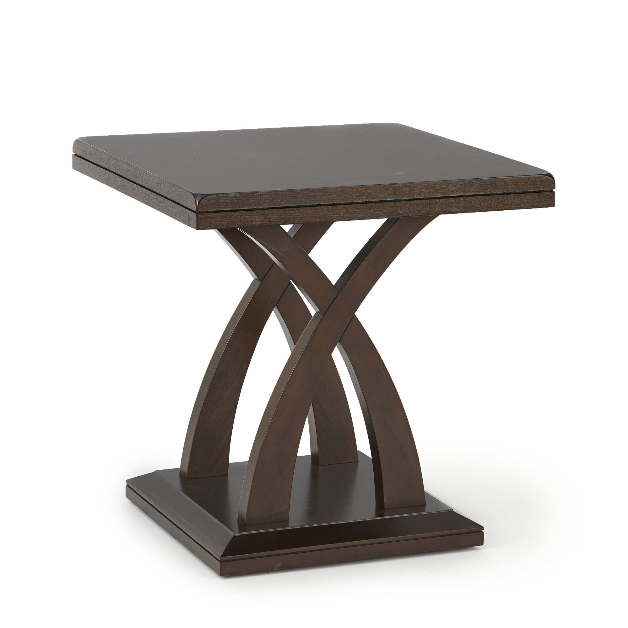 Steve Silver Company Jocelyn End Table, Traditional And Farmhouse Design, Curved Crisscross Legs, Living Room Accent Table, Office Space 24" W X 24" D X 24" H, Brown