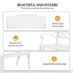 Vingli 40.5' Outdoor Bench Patio Garden Bench, Anti- Rust Cast Aluminum Patio Bench Front Porch Bench For Yard Lawn Entryway Deck (White)