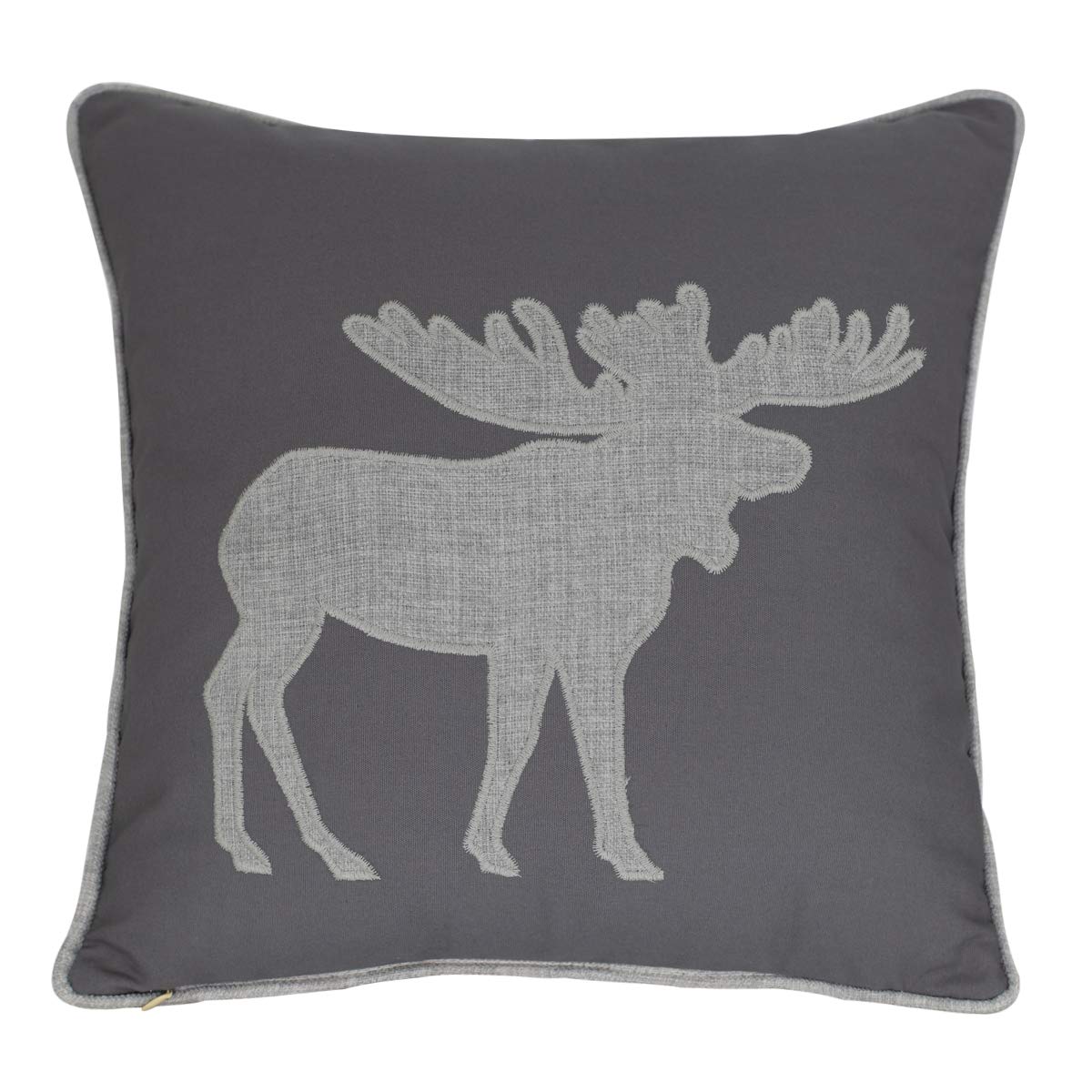 Millianess Moose Pillow Covers Decorative Cotton Linen Embroidered Cushions Covers 18X18 Inches (Grey)
