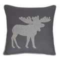 Millianess Moose Pillow Covers Decorative Cotton Linen Embroidered Cushions Covers 18X18 Inches (Grey)
