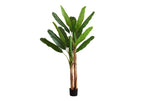 Monarch Specialties I 9593 Artificial Plant, 83' Tall, Banana Tree, Indoor, Decorative, Faux, Floor, Potted, Real Touch, Green Leaves, Black Pot