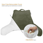Nestl Reading Pillow For Kids, Small Bed Pillow, Back Pillow For Sitting In Bed, Memory Foam Chair Pillow, Reading & Bed Rest Pillows, Olive Green Back Pillow For Bed, Arm Pillow With Pockets