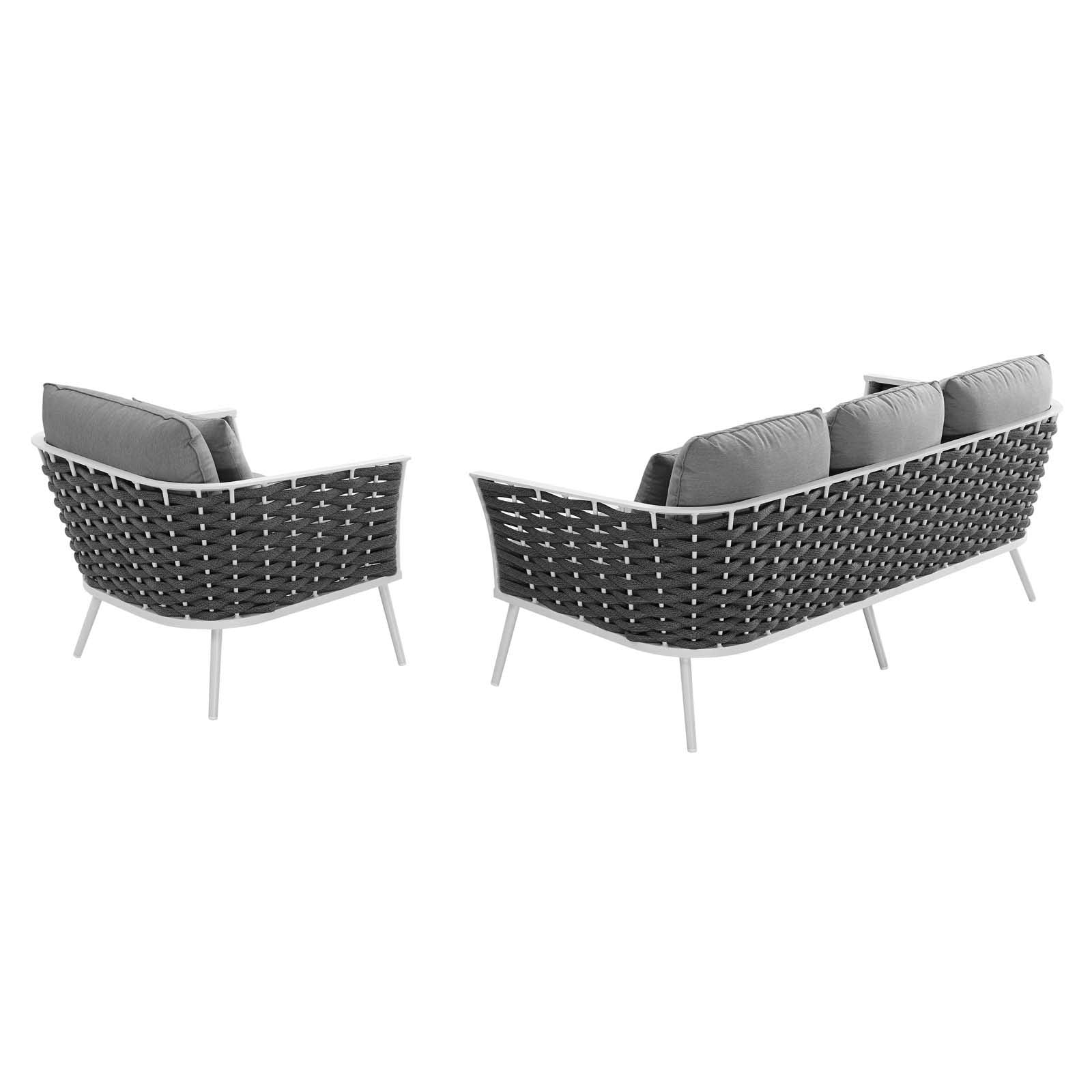 Modway Stance Outdoor Patio Aluminum, Sofa And Armchair, White Gray