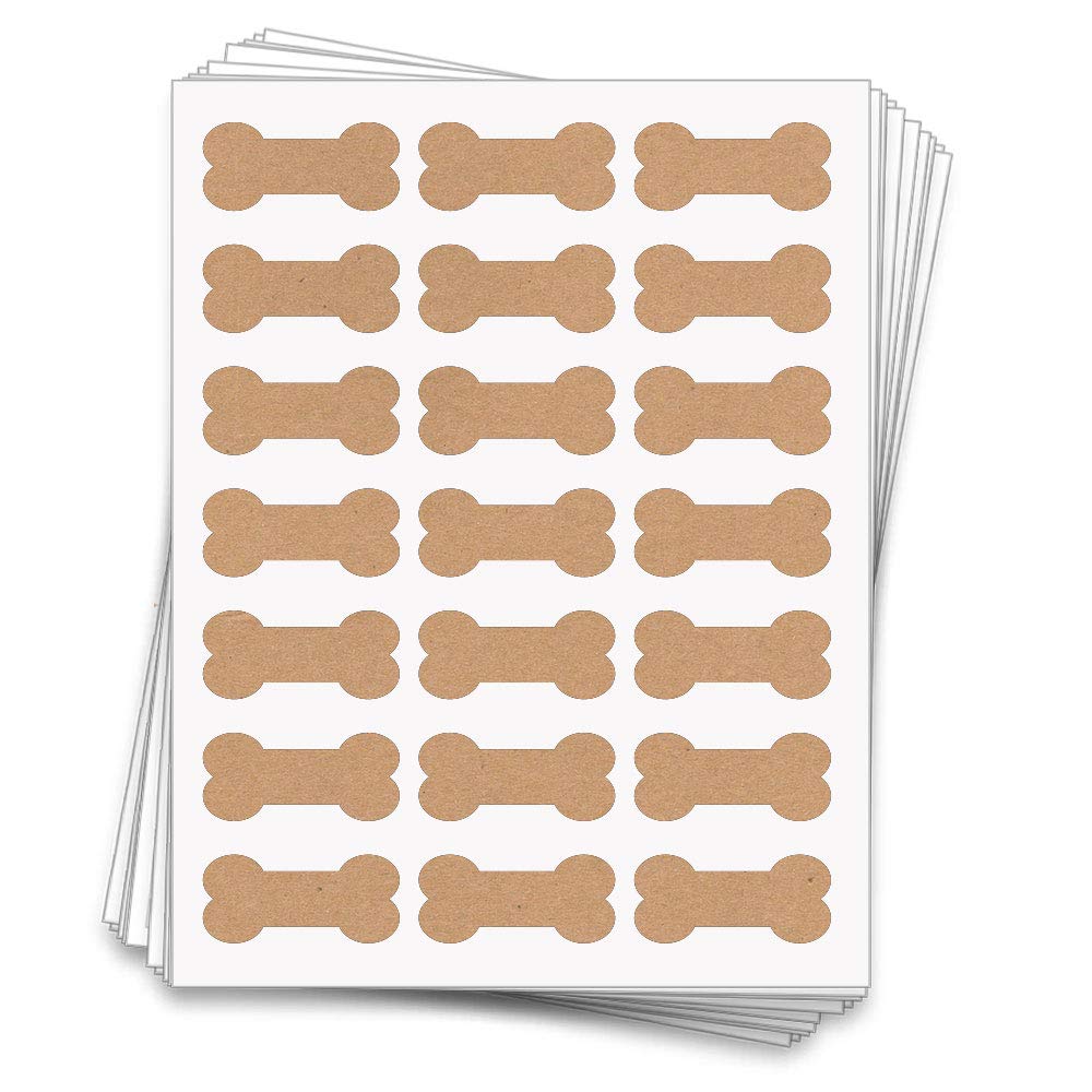 Printable Dog Bone Labels, 2.4' X 1.1' Inches, (Brown Kraft, 105 Labels)