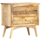 vidaXL Solid Wood Mango Bedside Cabinet Bed Side Sofa Table Sideboard Storage Shelf Telephone Nightstand Wooden Home Bedroom Furniture