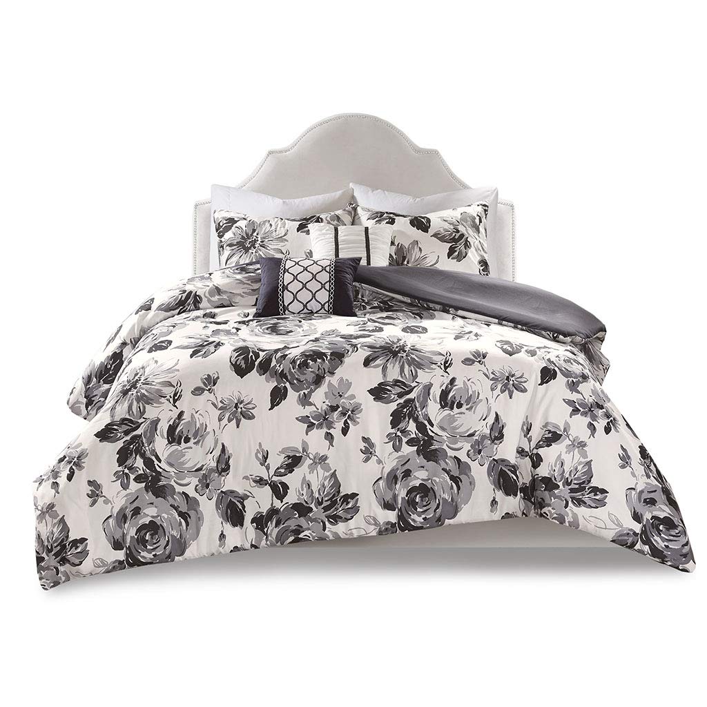Intelligent Design Dorsey Black/White, Reversible Flower Flor, Full/Queen