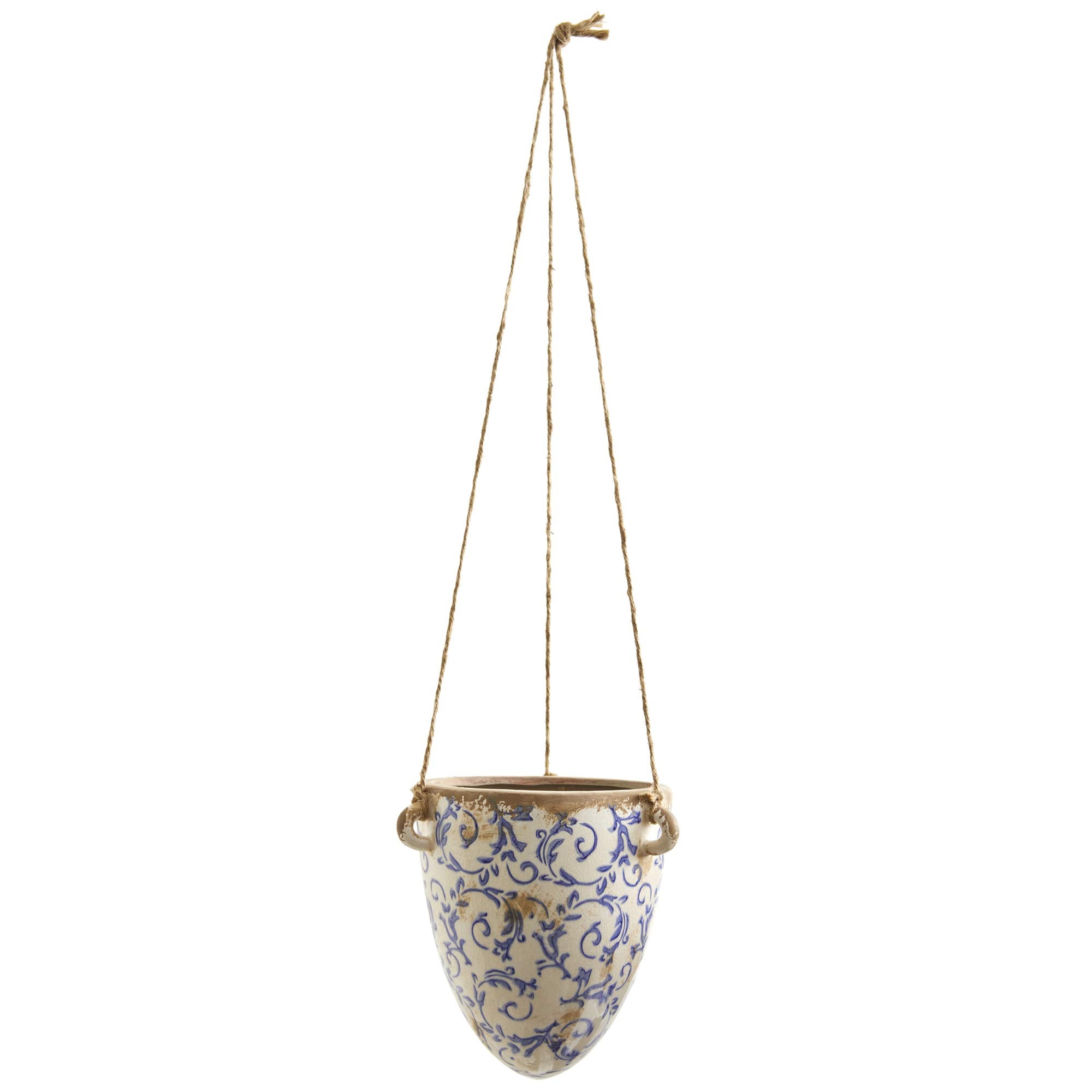 2 Tuscan Hanging Ceramic Scroll Planter