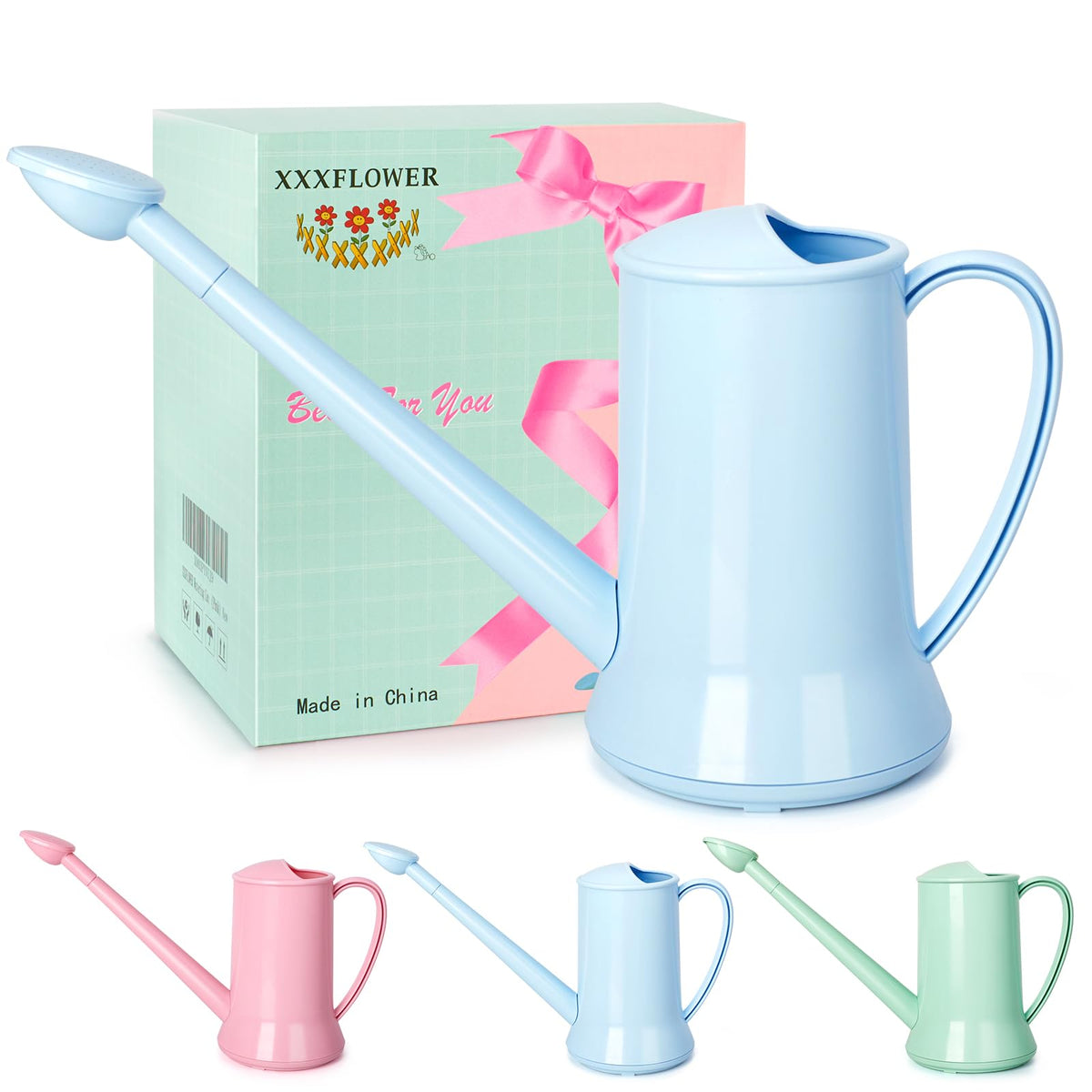 Xxxflower 1/2 Gallon Small Indoor Plant Watering Can, 2L Long Spout Removable Nozzle Flower Watering Pot For Office House Indoor
