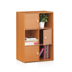 Furinno Pasir 3 Tier Shelf with 3 Door/Round Handle, Steam Beech