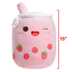 Athoinsu Light Up Strawberry Milky Tea Plush Pillow 15' Kawaii Stuffed Bubble Animal Toy With Led Lights Birthday Christmas Hol