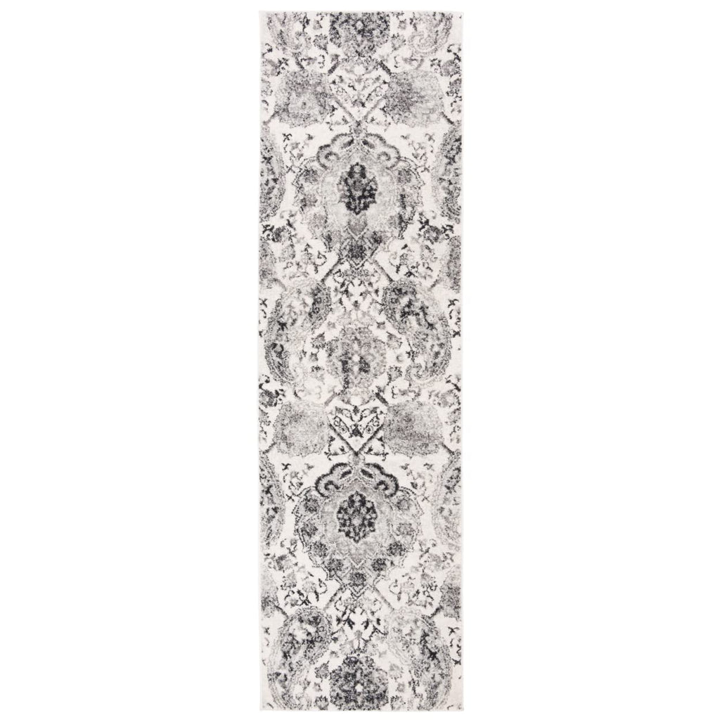 SAFAVIEH Madison Collection Runner Rug - 2'3'' x 16', Cream & Silver, Boho Chic Glam Paisley Design, Non-Shedding & Easy Care, I