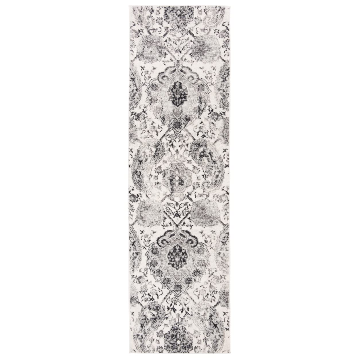 SAFAVIEH Madison Collection Runner Rug - 2'3'' x 16', Cream & Silver, Boho Chic Glam Paisley Design, Non-Shedding & Easy Care, I