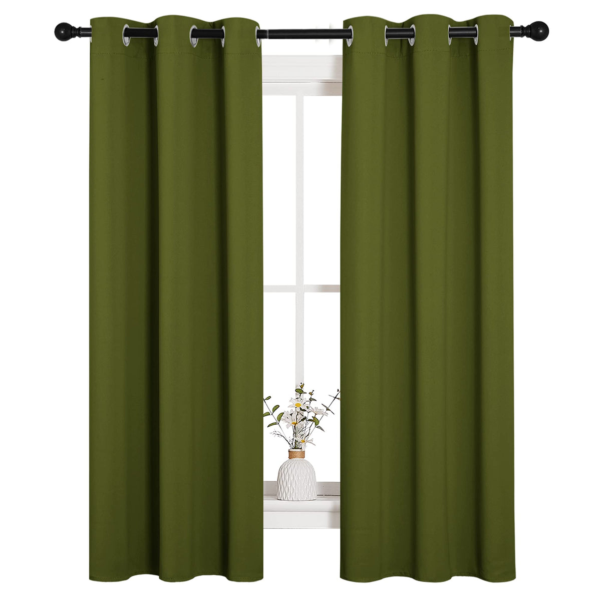 Nicetown Kitchen Curtain Panels Blackout Draperies, Thermal Insulated Solid Grommet Blackout Curtains/Drapes For Christmas Windo