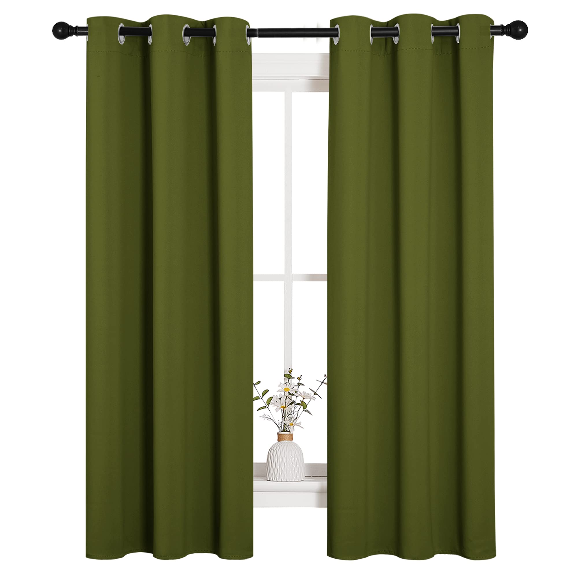 Nicetown Kitchen Curtain Panels Blackout Draperies, Thermal Insulated Solid Grommet Blackout Curtains/Drapes For Christmas Windo